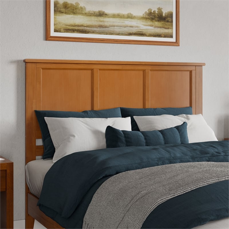Charlotte Queen Low Profile Platform Bed with Matching Footboard in Light Toffee