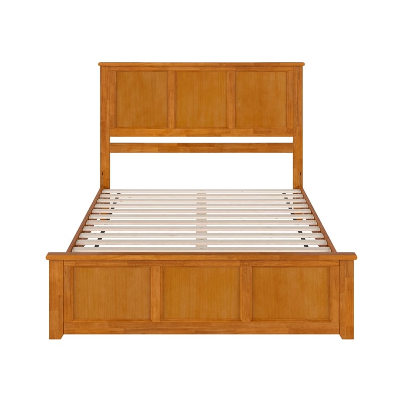 Charlotte Queen Low Profile Platform Bed with Matching Footboard in Light Toffee