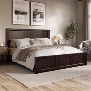 Charlotte King Wood Low Profile Platform Bed with Matching Footboard in Espresso