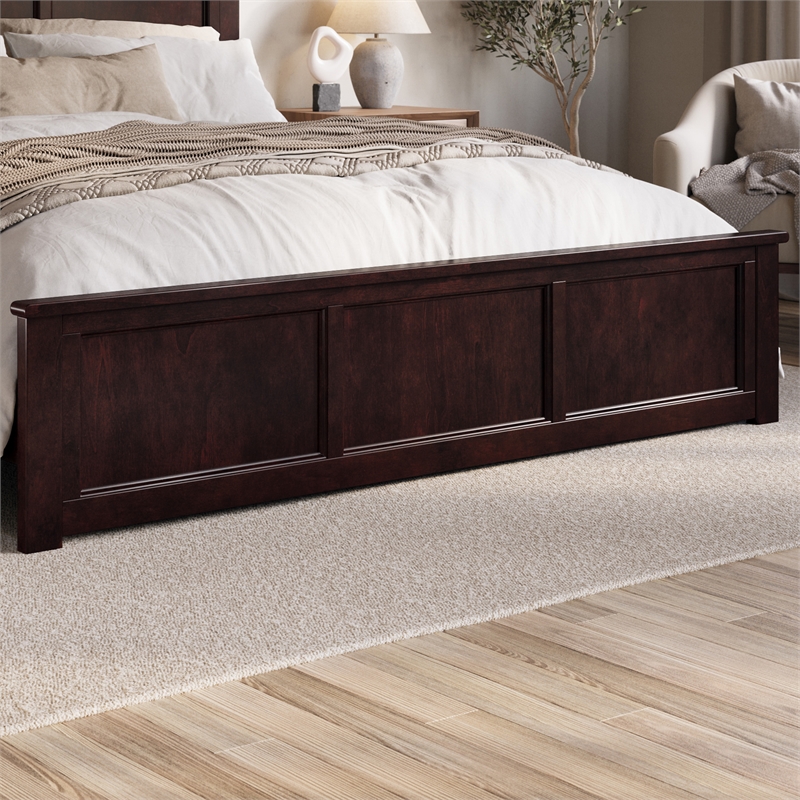 Charlotte King Wood Low Profile Platform Bed with Matching Footboard in Espresso