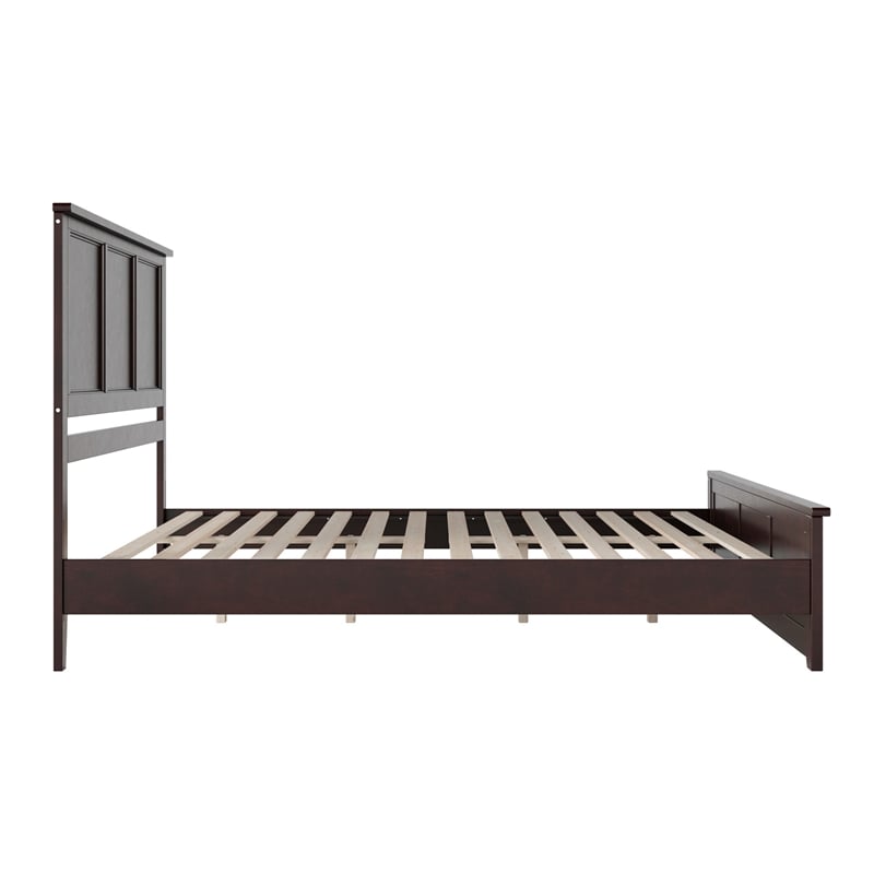 Charlotte King Wood Low Profile Platform Bed with Matching Footboard in Espresso