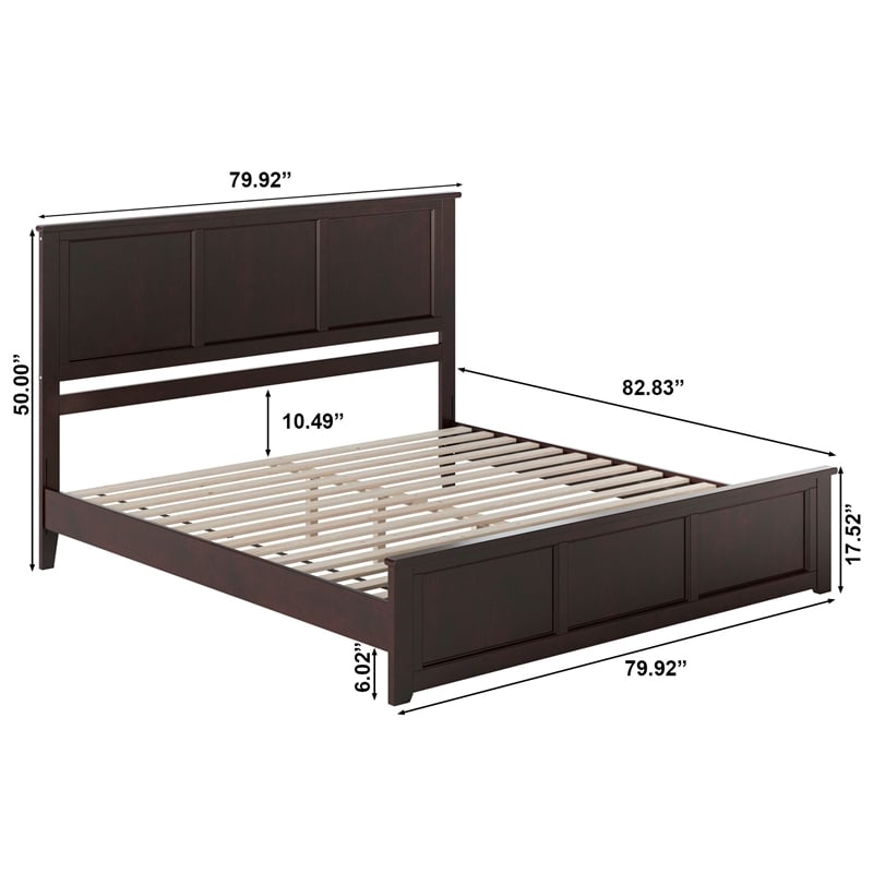 Charlotte King Wood Low Profile Platform Bed with Matching Footboard in Espresso