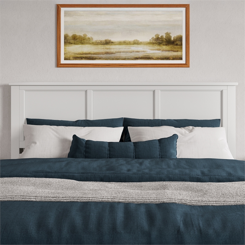 Charlotte King Wood Low Profile Platform Bed with Matching Footboard in White