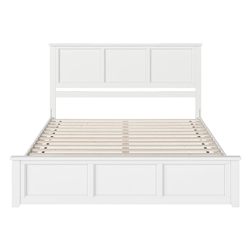 Charlotte King Wood Low Profile Platform Bed with Matching Footboard in White