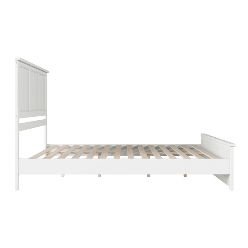 Charlotte King Wood Low Profile Platform Bed with Matching Footboard in White