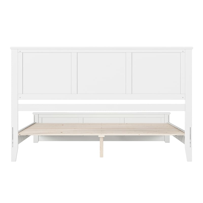 Charlotte King Wood Low Profile Platform Bed with Matching Footboard in White