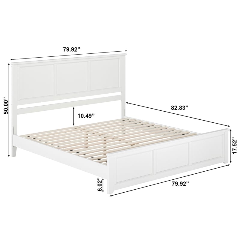 Charlotte King Wood Low Profile Platform Bed with Matching Footboard in White