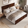 Charlotte King Wood Low Profile Platform Bed with Matching Footboard in Walnut