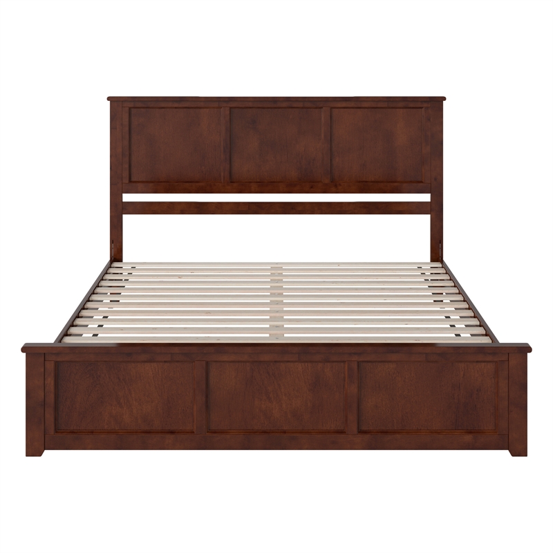 Charlotte King Wood Low Profile Platform Bed with Matching Footboard in Walnut