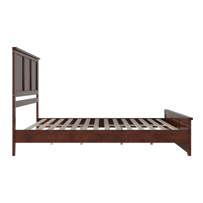 Charlotte King Wood Low Profile Platform Bed with Matching Footboard in Walnut