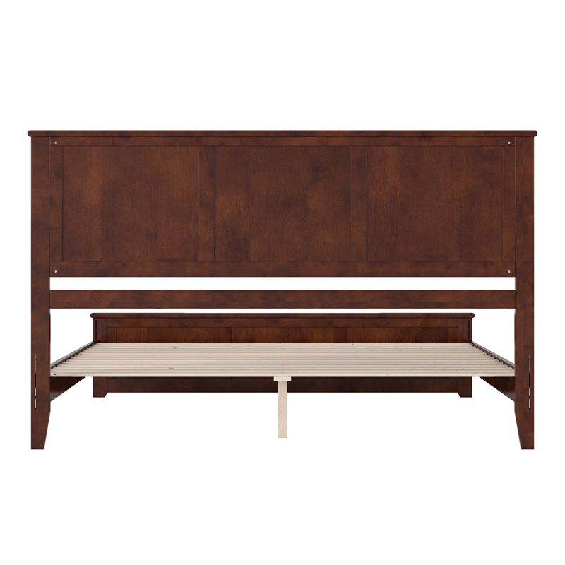 Charlotte King Wood Low Profile Platform Bed with Matching Footboard in Walnut