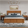 Charlotte King Low Profile Platform Bed with Matching Footboard in Light Toffee