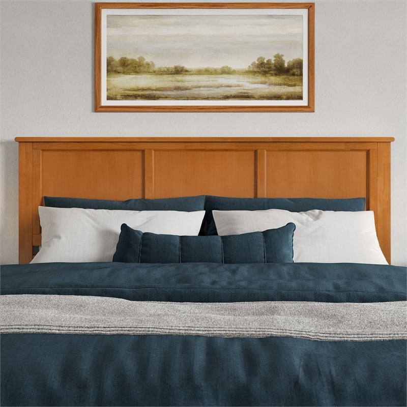 Charlotte King Low Profile Platform Bed with Matching Footboard in Light Toffee