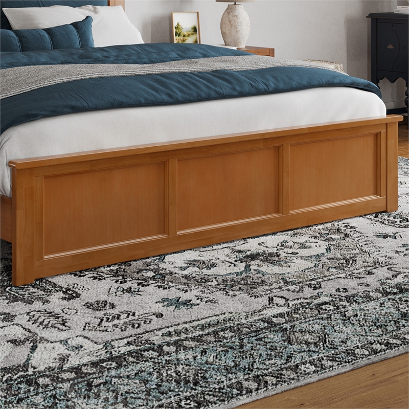 Charlotte King Low Profile Platform Bed with Matching Footboard in Light Toffee