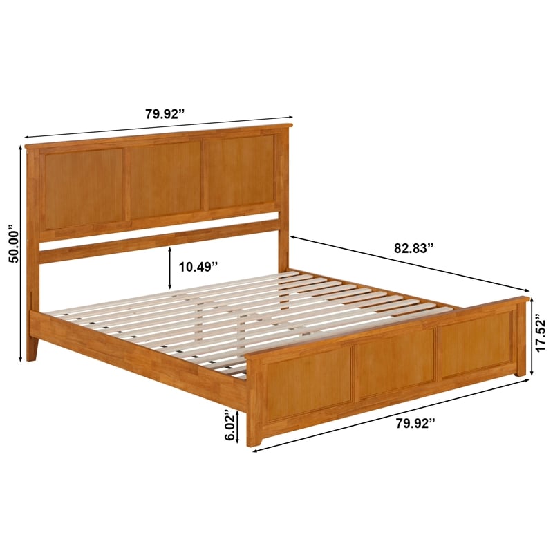 Charlotte King Low Profile Platform Bed with Matching Footboard in Light Toffee