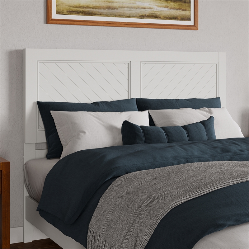Berkshire Queen Wood Low Profile Platform Bed with Matching Footboard in White