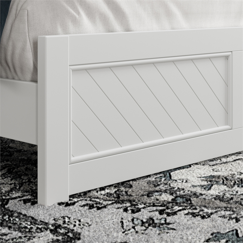 Berkshire Queen Wood Low Profile Platform Bed with Matching Footboard in White