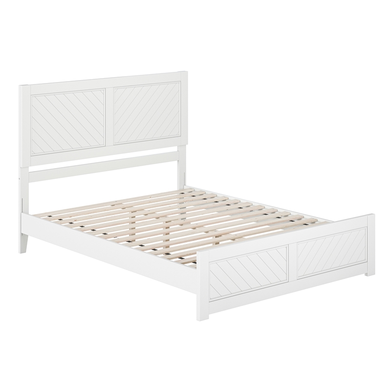 Berkshire Queen Wood Low Profile Platform Bed with Matching Footboard in White