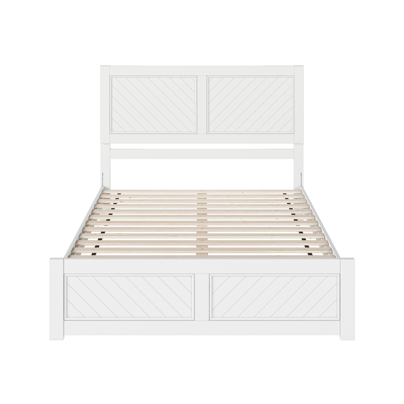 Berkshire Queen Wood Low Profile Platform Bed with Matching Footboard in White