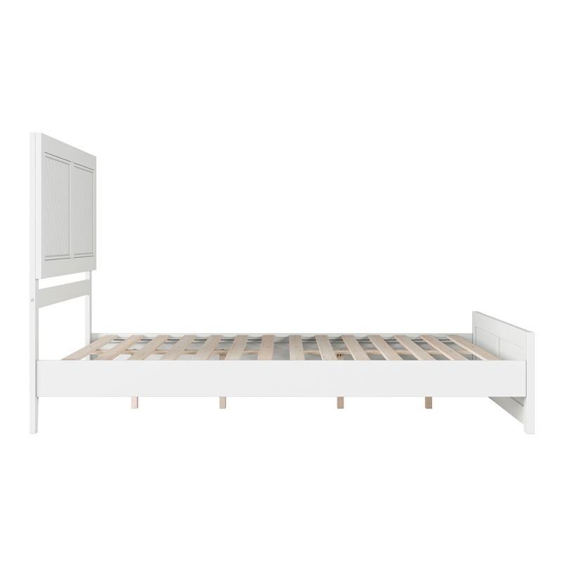 Berkshire Queen Wood Low Profile Platform Bed with Matching Footboard in White