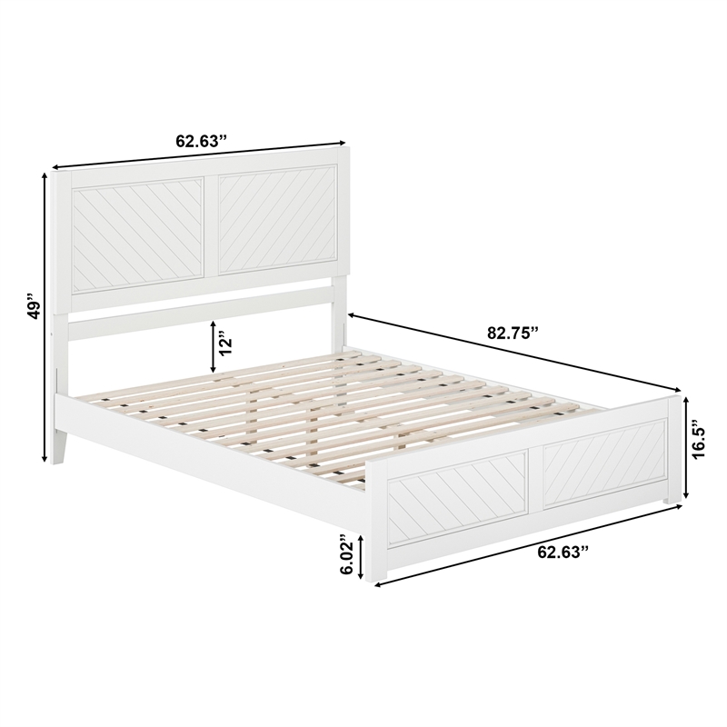 Berkshire Queen Wood Low Profile Platform Bed with Matching Footboard in White