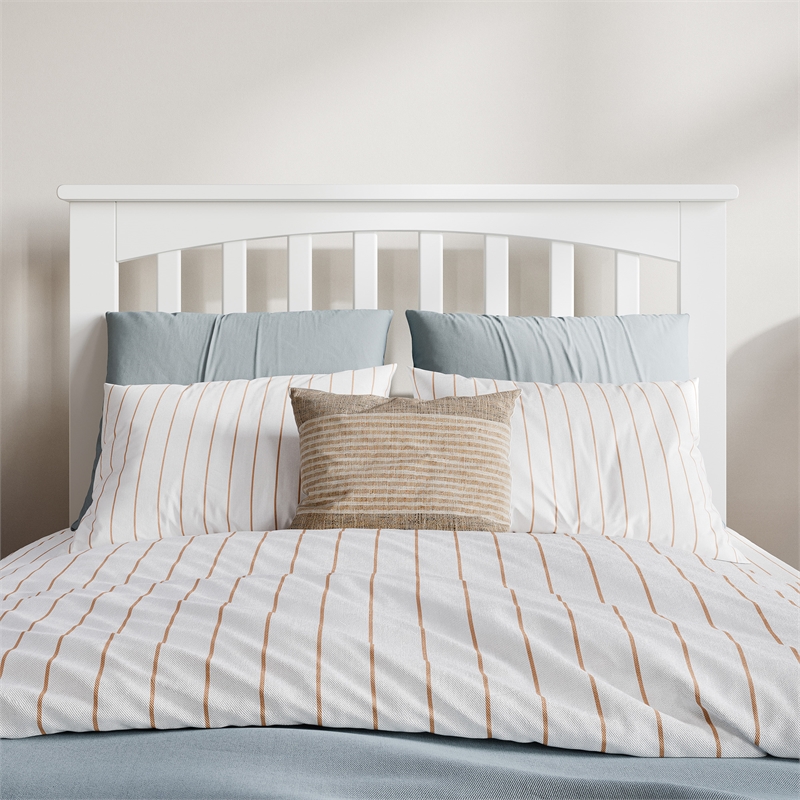 Becket Twin XL Wood Low Profile Platform Bed with Matching Footboard in White