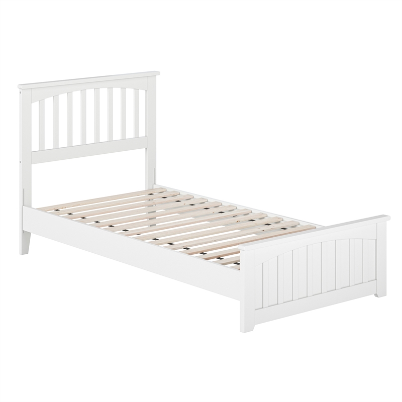 Becket Twin XL Wood Low Profile Platform Bed with Matching Footboard in White