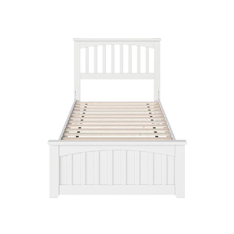 Becket Twin XL Wood Low Profile Platform Bed with Matching Footboard in White
