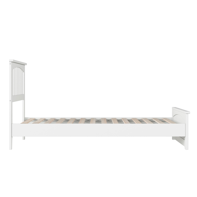 Becket Twin XL Wood Low Profile Platform Bed with Matching Footboard in White