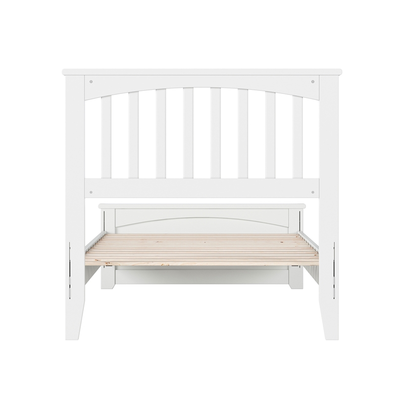 Becket Twin XL Wood Low Profile Platform Bed with Matching Footboard in White