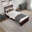 Becket Twin XL Wood Low Profile Platform Bed with Matching Footboard in Walnut