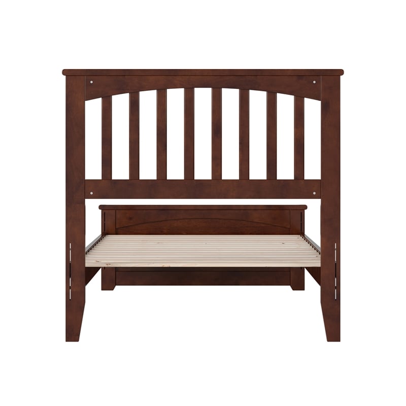 Becket Twin XL Wood Low Profile Platform Bed with Matching Footboard in Walnut
