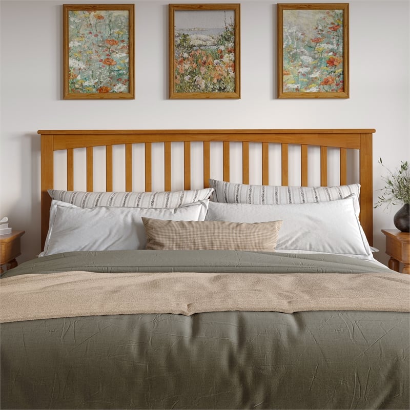 Becket King Wood Low Profile Platform Bed in Light Toffee