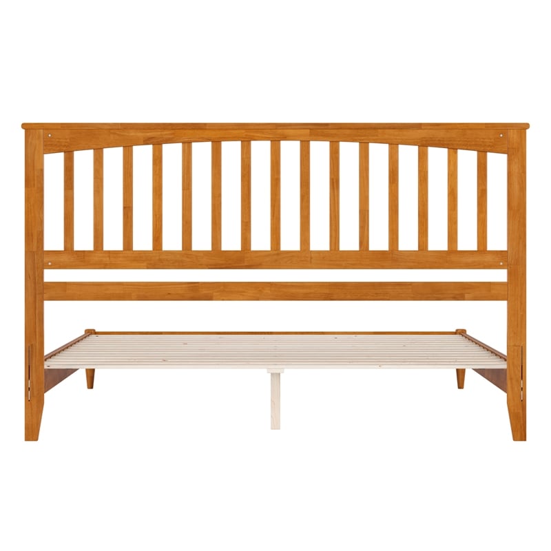 Becket King Wood Low Profile Platform Bed in Light Toffee