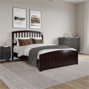 Quincy Full Wood Low Profile Platform Bed with Matching Footboard in Espresso
