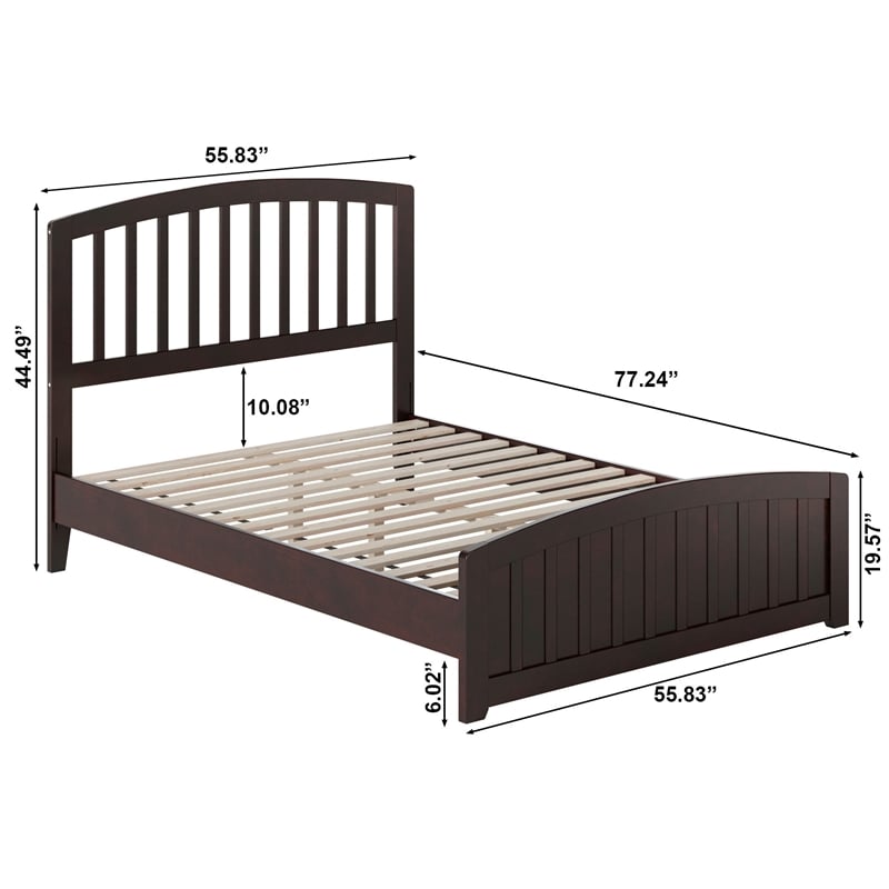 Quincy Full Wood Low Profile Platform Bed with Matching Footboard in Espresso