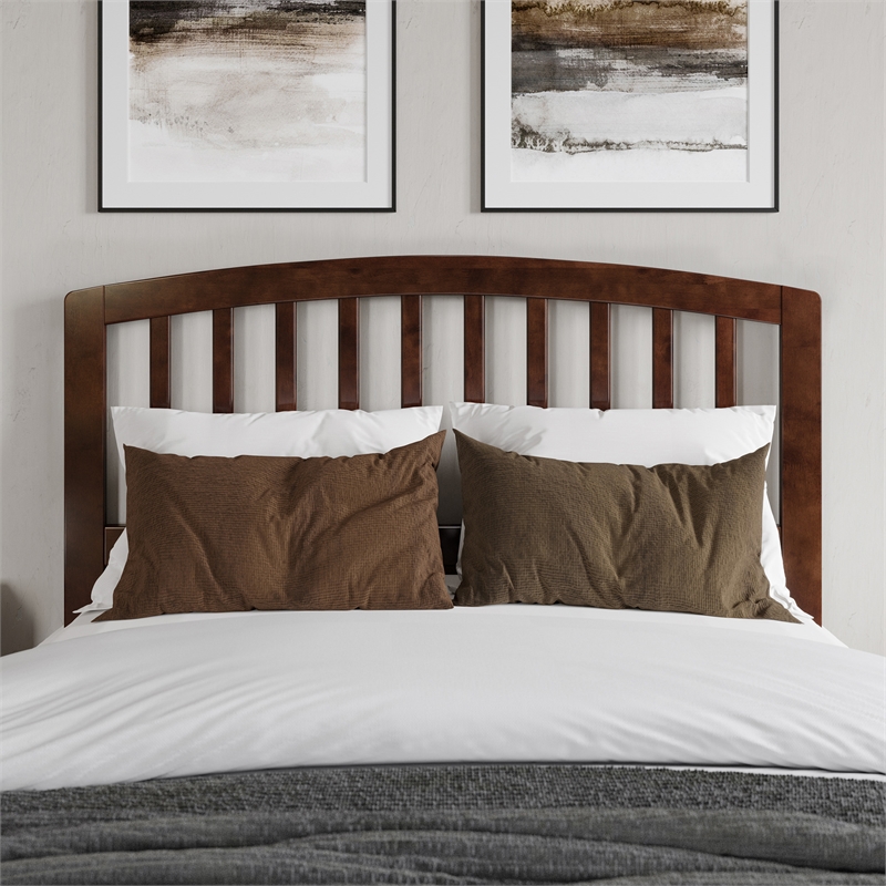 Quincy Full Wood Low Profile Platform Bed with Matching Footboard in Walnut