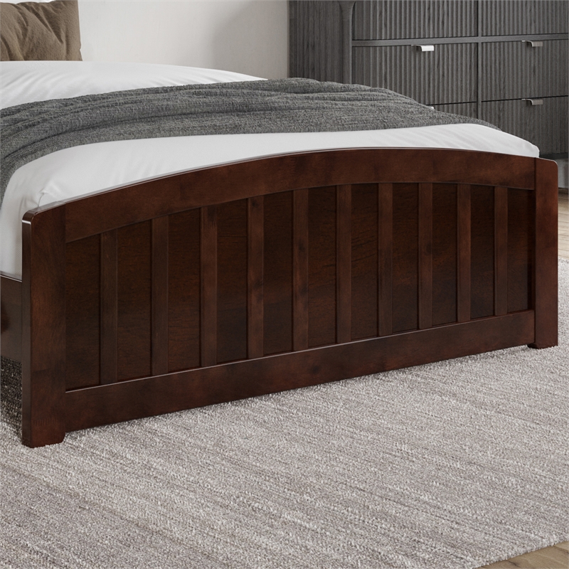 Quincy Full Wood Low Profile Platform Bed with Matching Footboard in Walnut