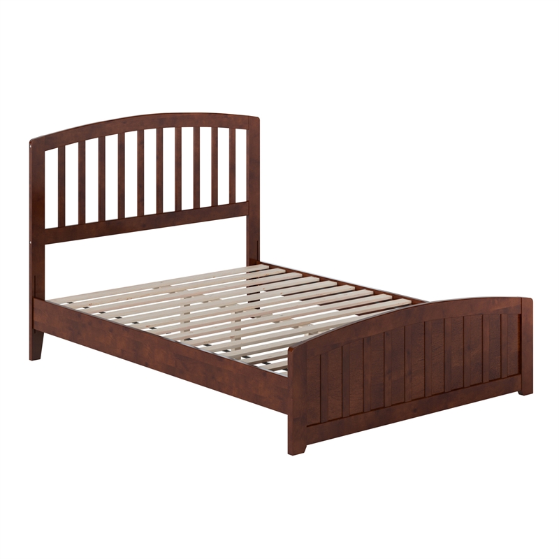 Quincy Full Wood Low Profile Platform Bed with Matching Footboard in Walnut