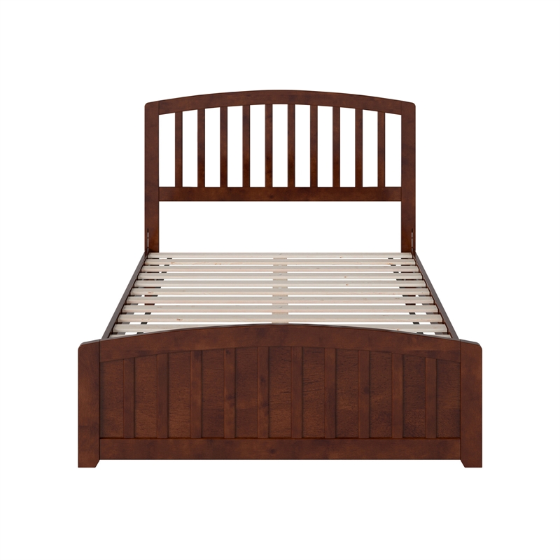 Quincy Full Wood Low Profile Platform Bed with Matching Footboard in Walnut