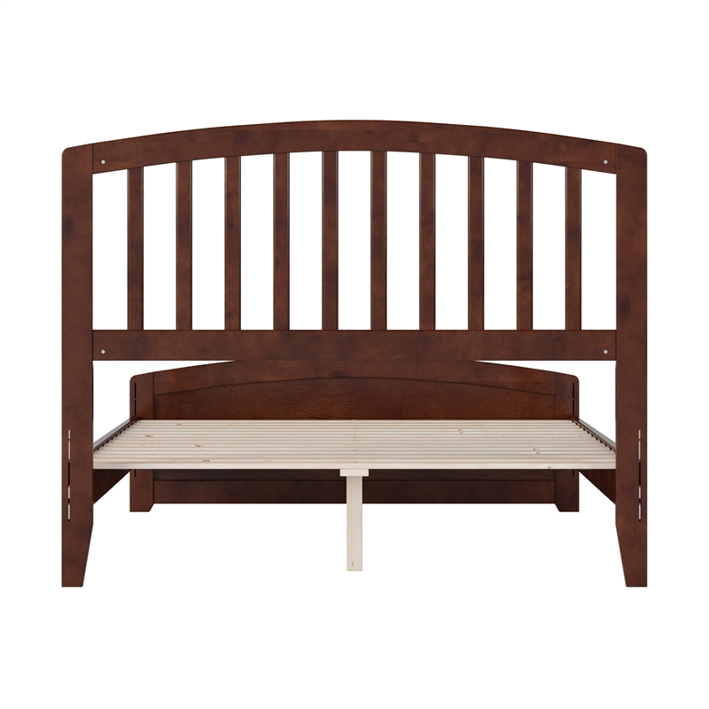 Quincy Full Wood Low Profile Platform Bed with Matching Footboard in Walnut