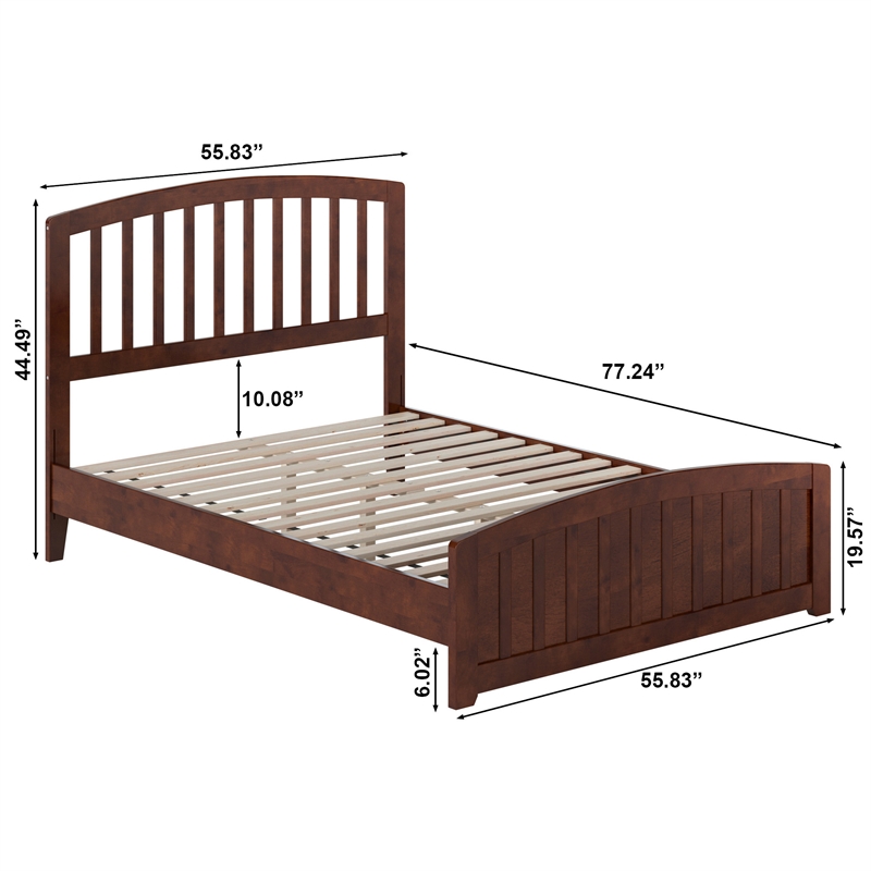 Quincy Full Wood Low Profile Platform Bed with Matching Footboard in Walnut