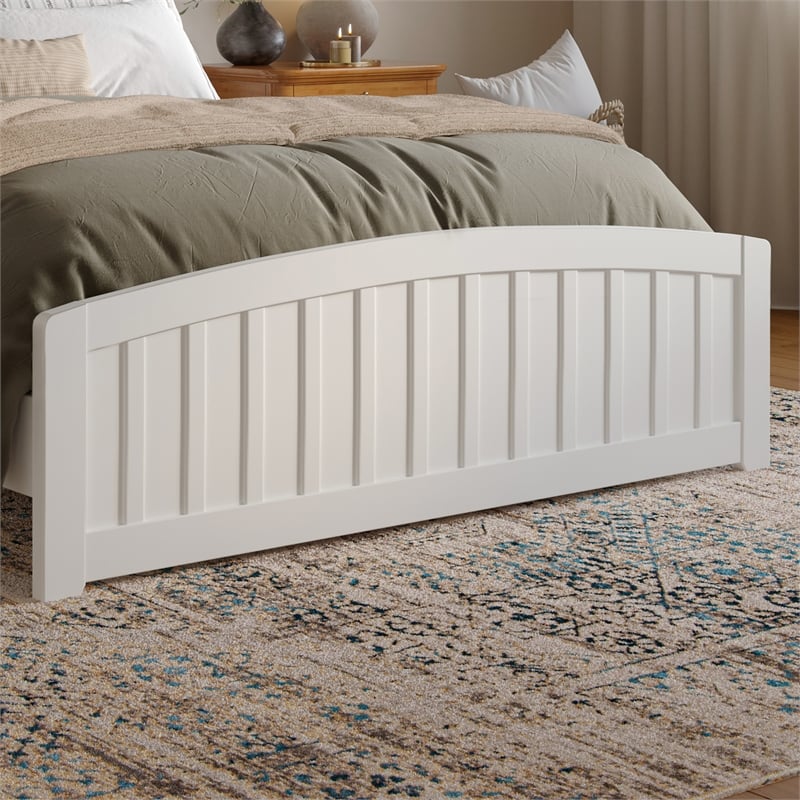 Quincy Queen Wood Low Profile Platform Bed with Matching Footboard in White