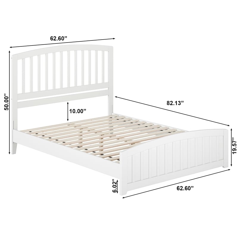 Quincy Queen Wood Low Profile Platform Bed with Matching Footboard in White