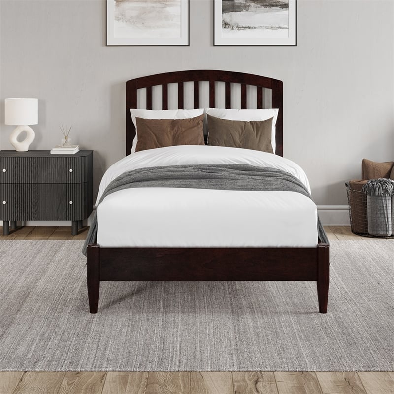 Quincy Twin XL Wood Low Profile Platform Bed in Espresso