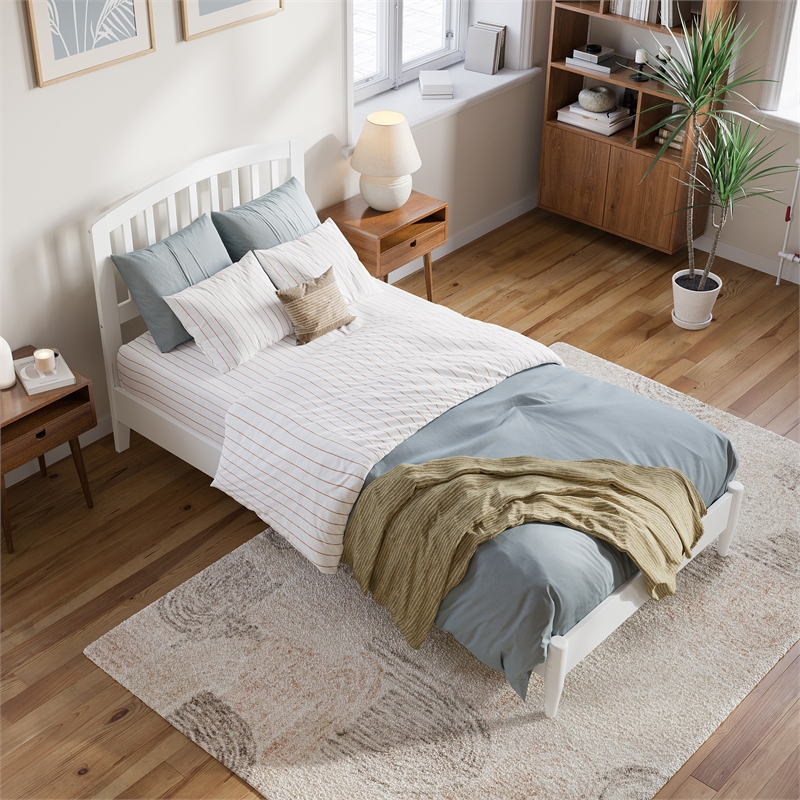 Quincy Twin XL Wood Low Profile Platform Bed in White