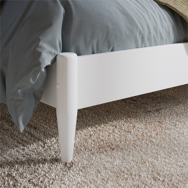 Quincy Twin XL Wood Low Profile Platform Bed in White