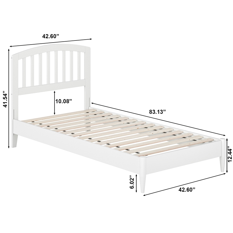 Quincy Twin XL Wood Low Profile Platform Bed in White