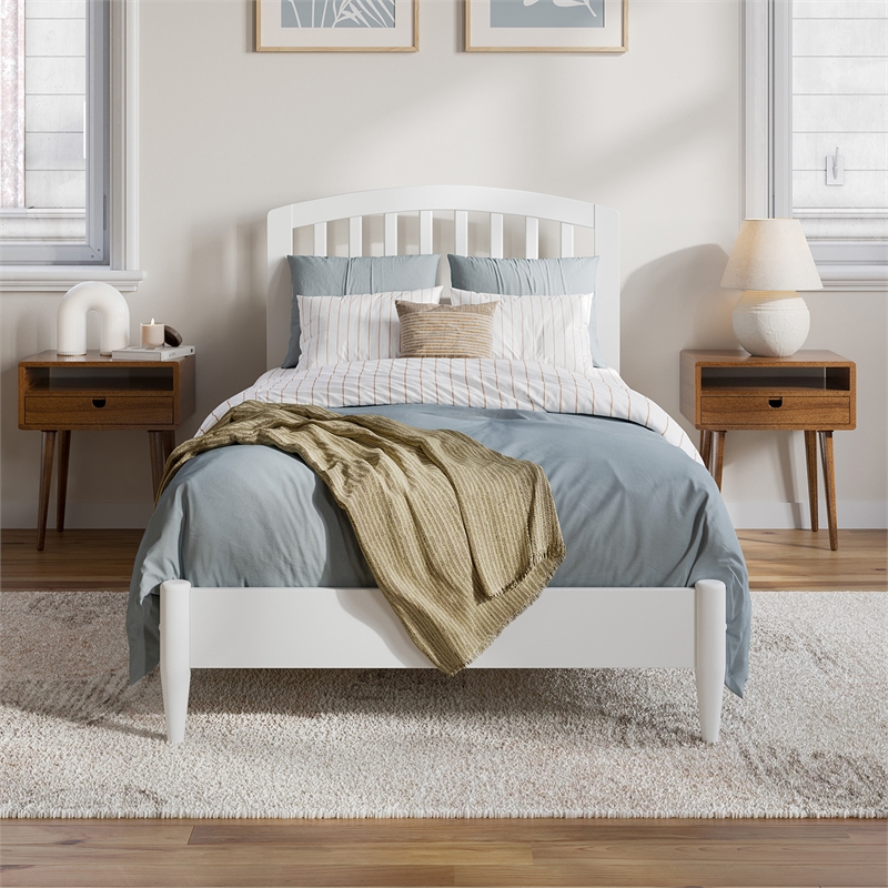 Quincy Twin XL Wood Low Profile Platform Bed in White