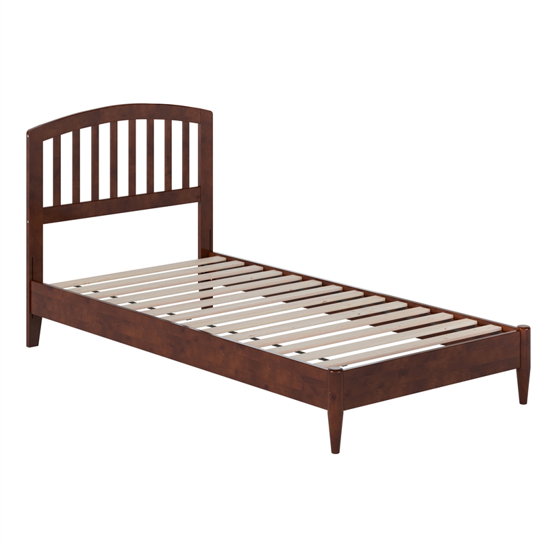 Quincy Twin XL Wood Low Profile Platform Bed in Walnut